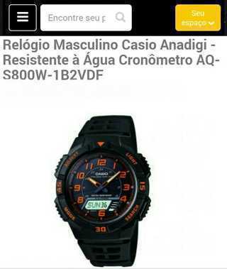 Relógio Masculino Casio Anadigi Resistente à água Cronômetro Aq S800w 1b2vd