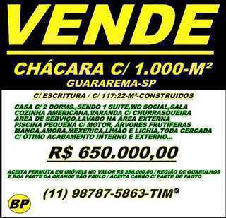 Vende Chácara c/ 1.000-m2 / Guararema-sp