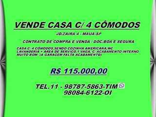 Vende Casa c/ 4 Cômodos - Jd.zaira 4 - Mauá-sp