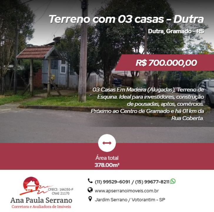Terreno com 03 Casas de Madeira - Dutra - Gramado/rs