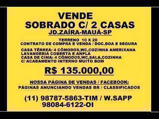 Vende Sobrado c/ 2 Casas / Jd.zaira - Macuco - Mauá-sp