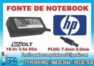 Fonte Carregador Notebook Hp 18.5v 3.5a Pino 5.5mm X 7.4mm em Salvad