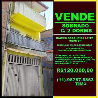 Vende Sobrado c/ 2 Dorms.bairro Cerueira Leite - Mauá-sp
