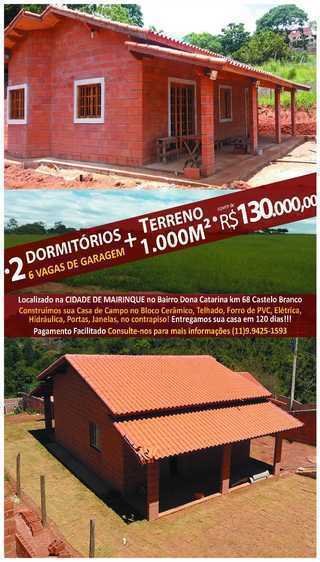 Casa de Campo 2 Dorms + Terreno 1.000m2 Residencial Jabuticabeiras