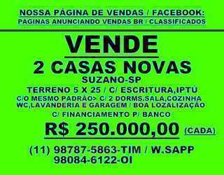 Vende 2 Casas Novas c/ Financiamento p/ Banco - Suzano-sp