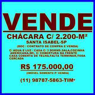 Vende Chácara c/ 2.200-m2 / Santa Isabel-sp