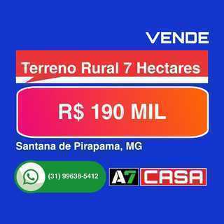 Vende 7 Hectares, às Margens do Rio, Região Santana de Pirapama, MG