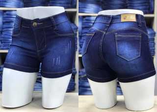 Short Jeans Feminino Cintura Alta com Elastano. Só Atacado