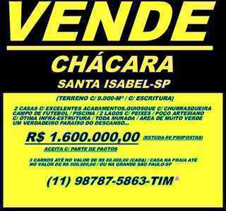 Vende Chácara c/ 9.000-m2 / Santa Isabel-sp