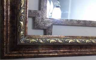 Espelho Bisotado Moldura em Madeira Estilo Rococó