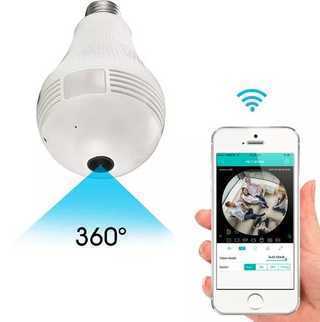 Lampada Bulbo Camera Ip 360° Hd Espiao Iphone Android Wifi