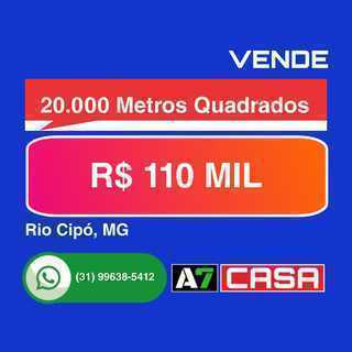 Vende 20.000 Metros Quadrados, às Margens do Rio Cipó, MG