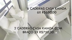 8 Cadeiras Laqueadas e Estofadas. Luxo