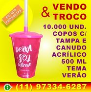 Copos de Acrílico com Tampa e Canudo 500 ML - Atacado Preço