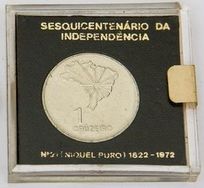 Moeda do Sesquicentenário da Independência 1 Cruzeiro 1972 no Estojo