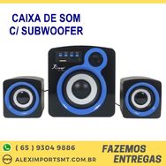 Caixa de Som Subwoofer Kp-6011 2.1 Canais 16w Azul