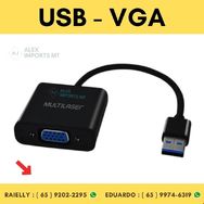 Conversor Usb para Vga Multilaser Cabo Adaptador Converte Vja Cabu