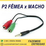 Cabo Adaptador P3 X P2 Microfone P2 Femea P2 Macho TV Celular