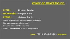 Vende-se Minérios de Lítio - Ferro - Manganês