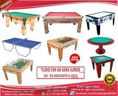 Sinuca / Totó / Ping-pong / Air Game / Xadrez / Carteado / Barato