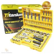 Kit Ferramenta 108 Peças Sextavo 1/2 Titanium Soquete