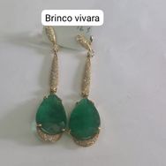 Brinco Ouro Rose Vivara Brilhantes Esmeralda Gota