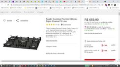 Cooktop Fischer 5 Bocas Tripla Chama Tampo Vidro Modelo 1743 Semi-novo