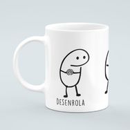 Caneca Meme Flork Desenrola Bate Pega um Cafezinho