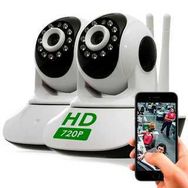 Combo 2 Cameras Ip sem Fio Hd 720p 1.3 Mp Wi Fi Noturna Gira 360 Graus