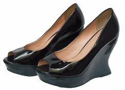 Sapato Feminino Anabela Preto Verniz 38