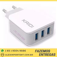 Carregador Original com 3 Entradas Usb Kaidi Barato Kd606s