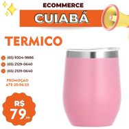 Copo Térmico Rosa com a Tampinha de Cima