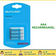 Pilha Recarregável Aaa 1000mah Multilaser Blister 4 Pilhas