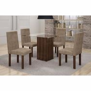 Conjunto de Mesa com 4 Cadeiras Estofadas