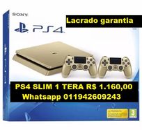 PS4 Playstation Slim 1 Tera GB 2115b HDR Dourado Lançamento Novo NF