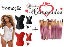 Combo "dia dos Namorados" Espartilho + Kit com 20 Pincéis de Maquiagem