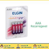 04 Pilhas Recarregável Elgin Aaa 1000mah 01 Blister C/4 Unid