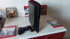 PS3 + 1 Controle + 5 Jogos Originais