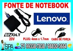 Fonte Carregador Lenovo Ideapad Pino Fino 20v 2.25a 45w 4mm X 1.7mm