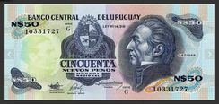 Cédula Uruguay 50 Novos Pesos Fe Uruguai América