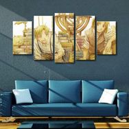 Quadros Decorativos Anime Fullmetal Alchemist Mosaico 3d - 5 Peças