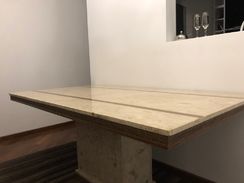 Mesa Travertino Ratam Resina no Tpo 1,80 X 1,00 + 6 Cadeiras