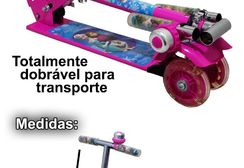 Patinete Infantil Frozen 3 Rodas C/luzes Frozen Lançamento