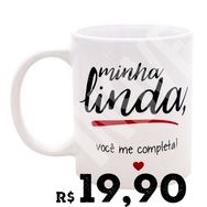 Caneca de Porcelana 1 por R$19,90 2 por R$35,00