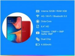 Smartphone Samsung Galaxy A20 32gb Vermelho 4g - 3gb Ram 6,4” Câm. Dup