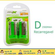 Pilha Recarregavel Tipo D Flex 2900mah Grande Lr20 com 2 Und