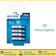 04 Pilhas Aa 2500mah Recarregável Multilaser 1 Cartela Cb052