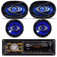 Rádio Automotivo Hurricane 4x18w com 4 Alto Falantes 6 6x9 Polegadas Kit