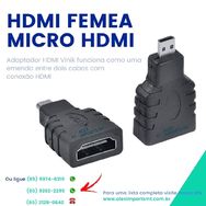 Adaptador Hdmi Fêmea para Micro Hdmi Macho Conversor Adapitador