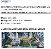 Apartamento Sacomã 215mil